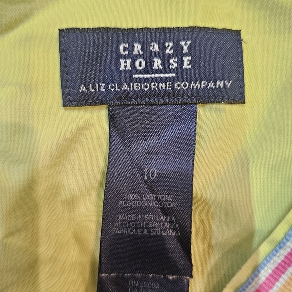 Crazy Horse by Liz Claiborne Women’s Button-Up Shirt Size 10 | Chartreuse Cotton - Picture 5 of 7
